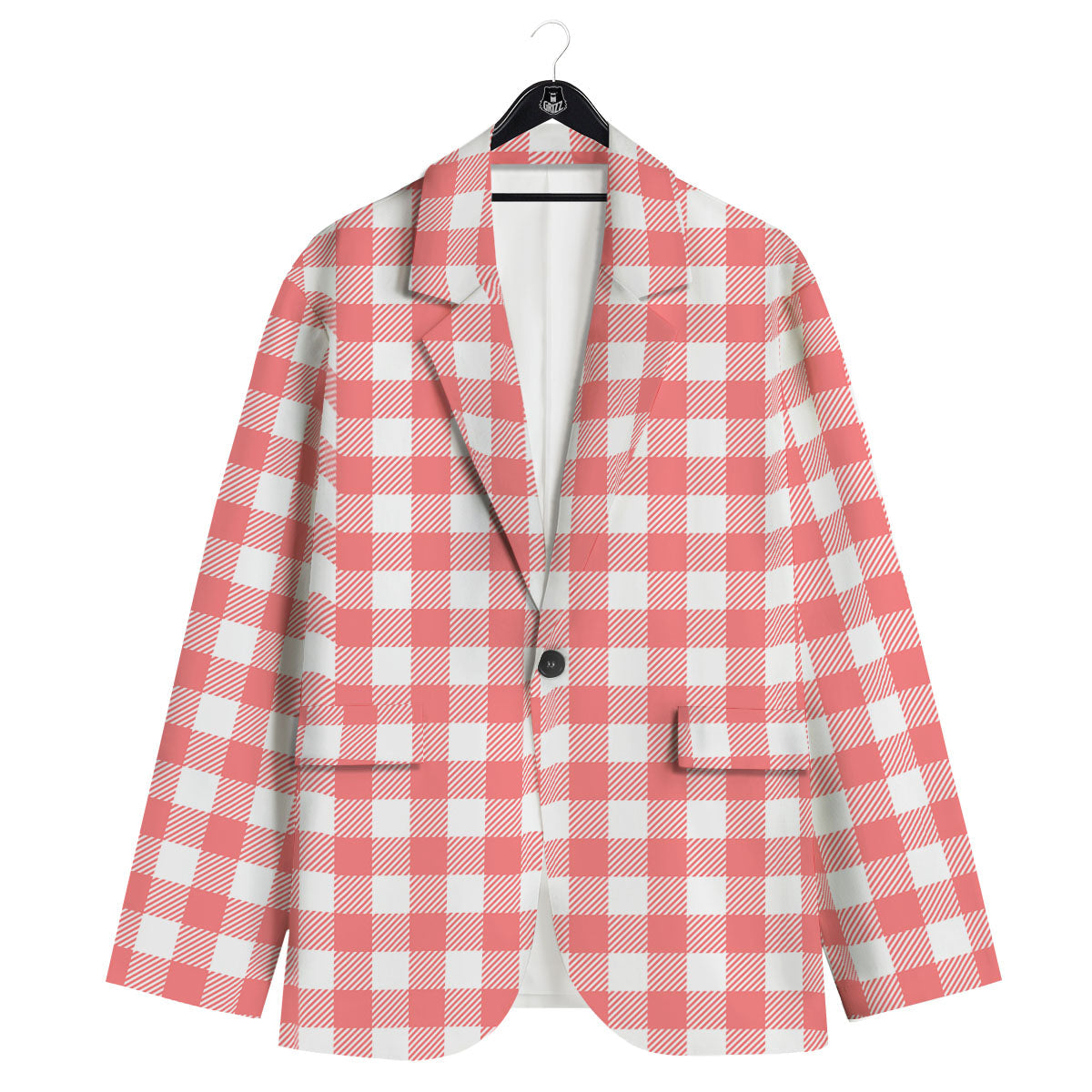 Buffalo Check White And Pink Print Men's Sport Coat-grizzshop