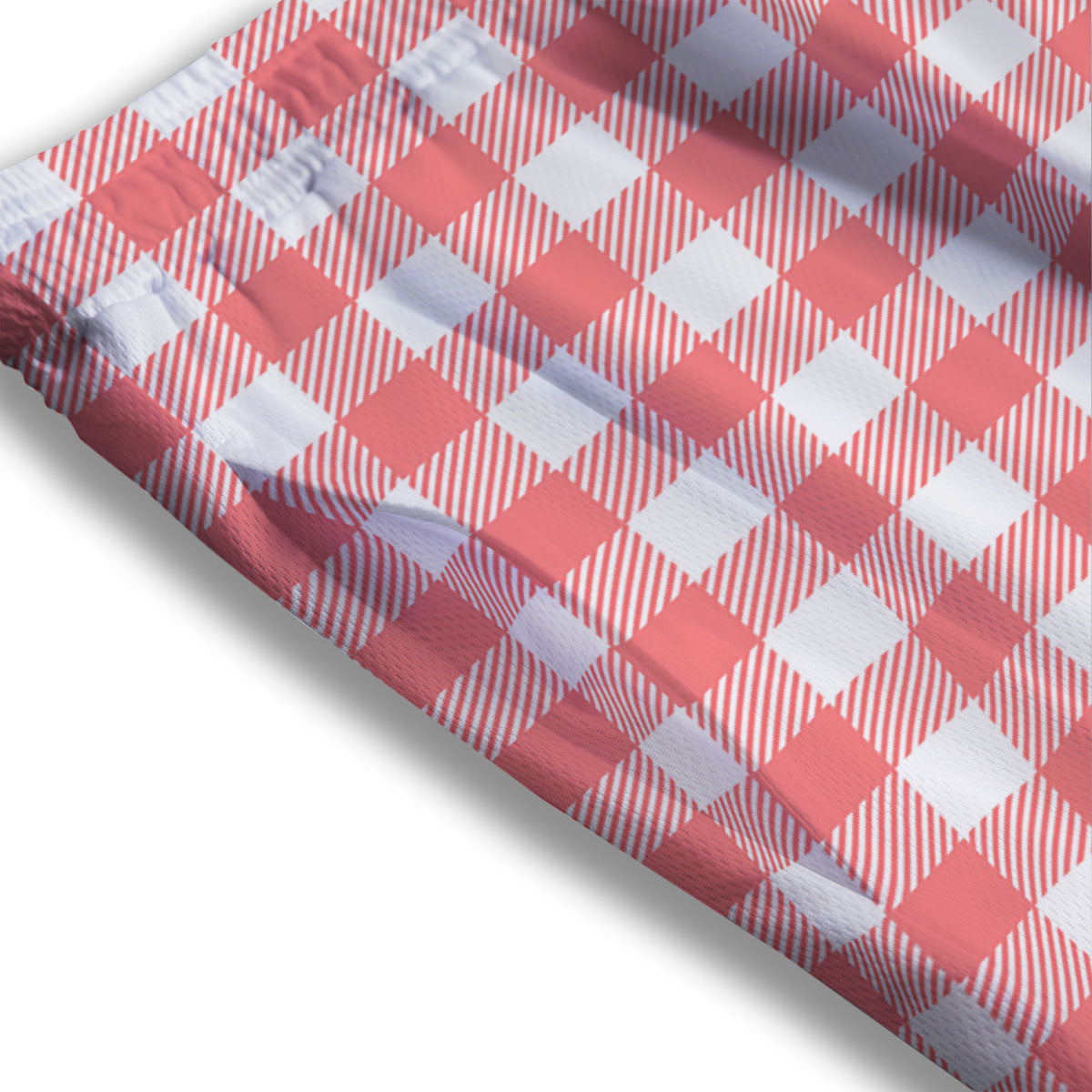 Buffalo Check White And Pink Print Mesh Shorts