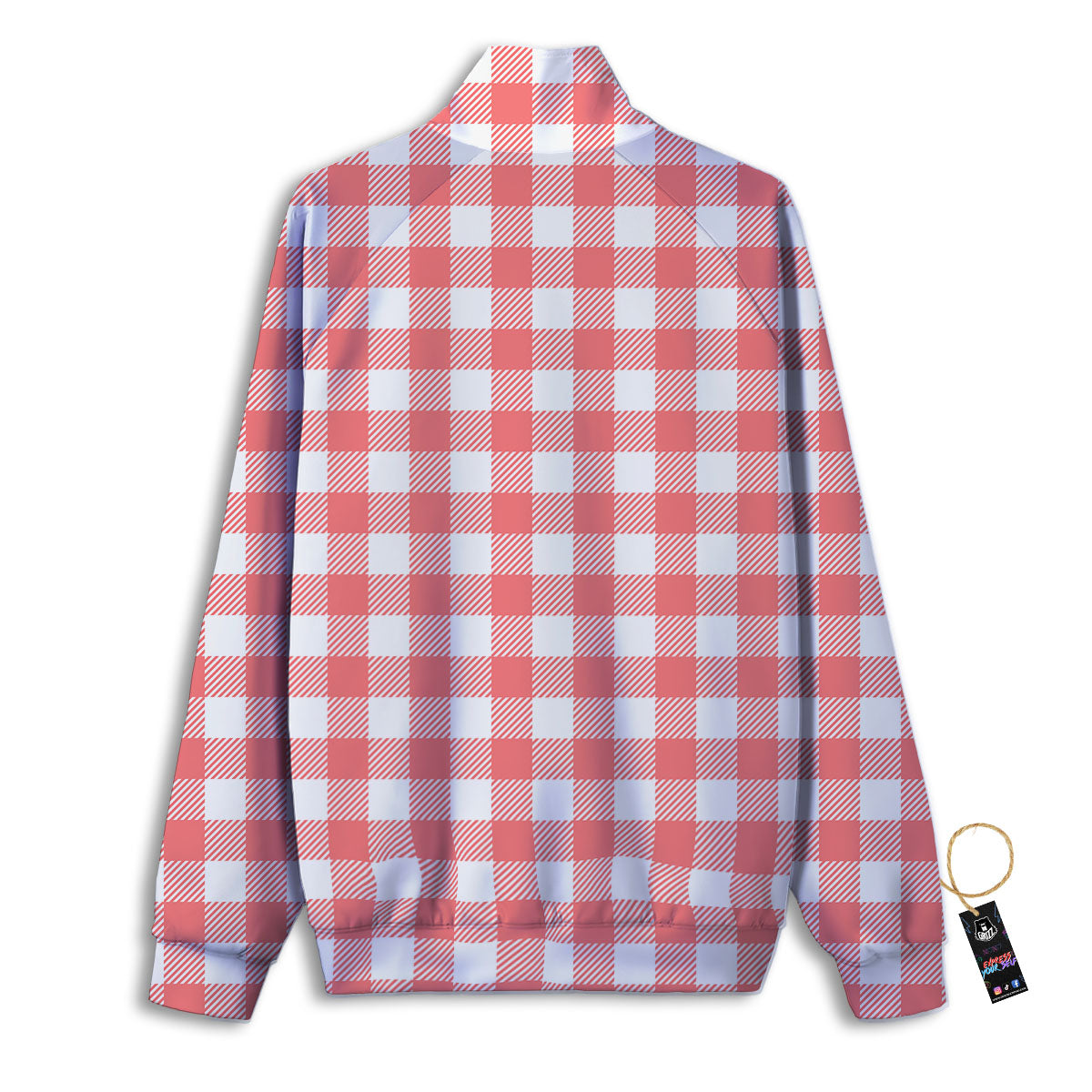 Buffalo Check White And Pink Print Track Jacket-grizzshop