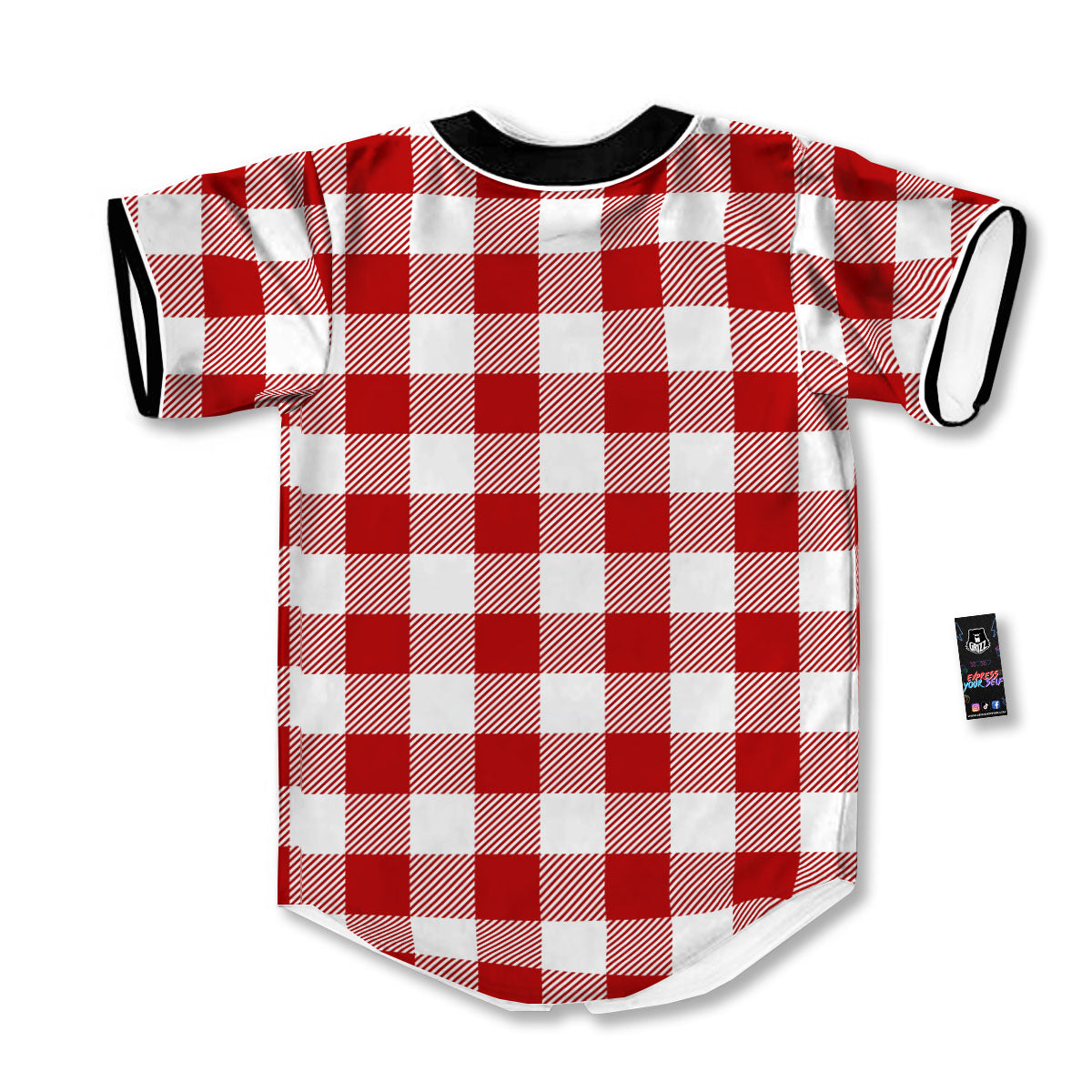 Buffalo Check White And Red Print Baseball Jersey-grizzshop
