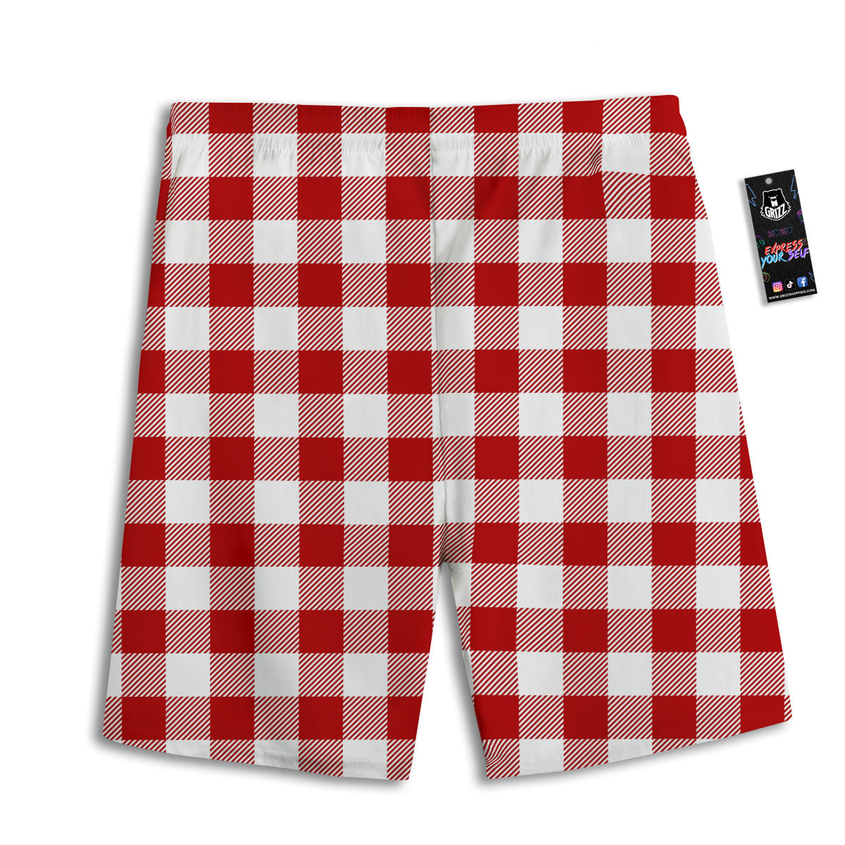 Buffalo Check White And Red Print Men's Athletic Shorts