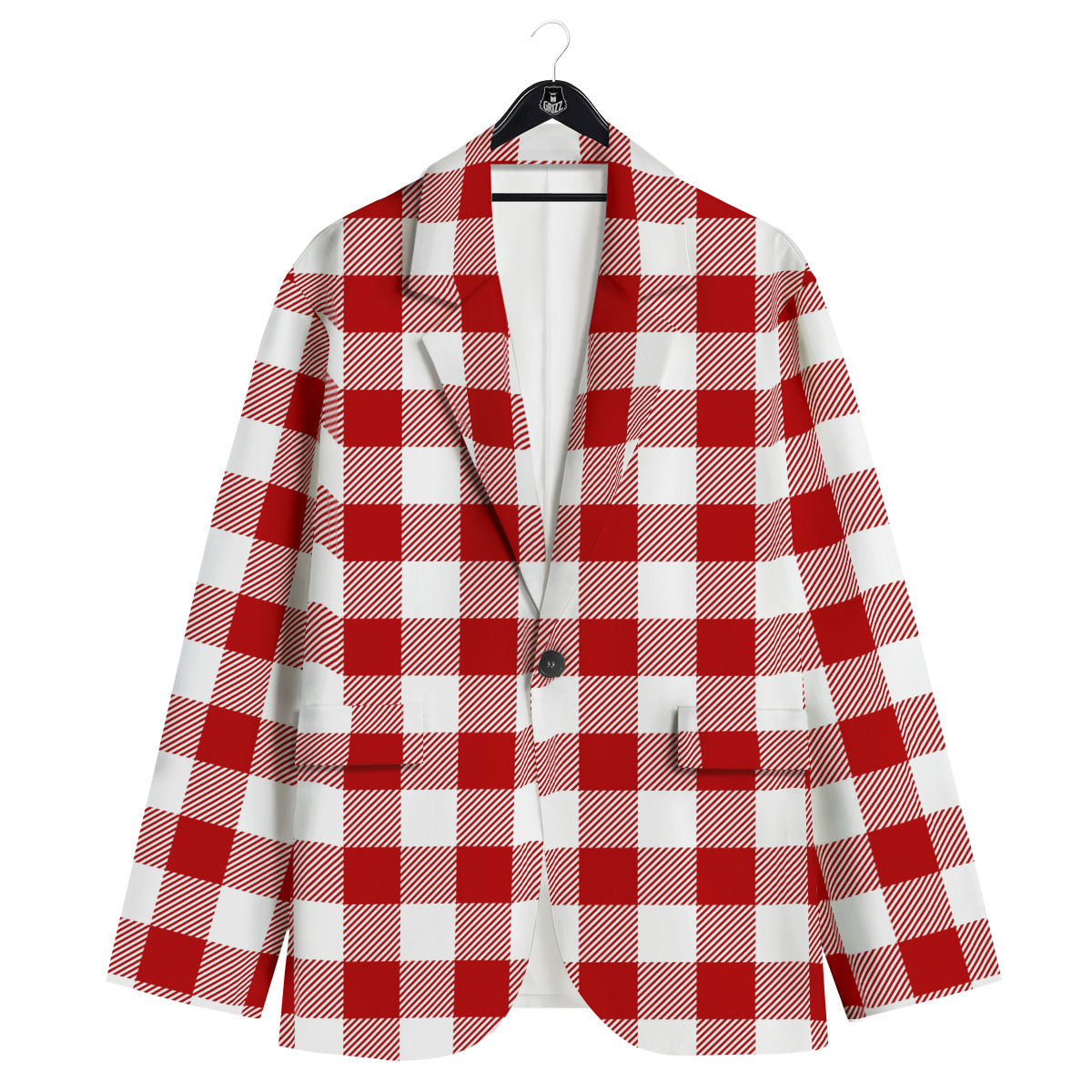 Buffalo Check White And Red Print Men's Sport Coat-grizzshop