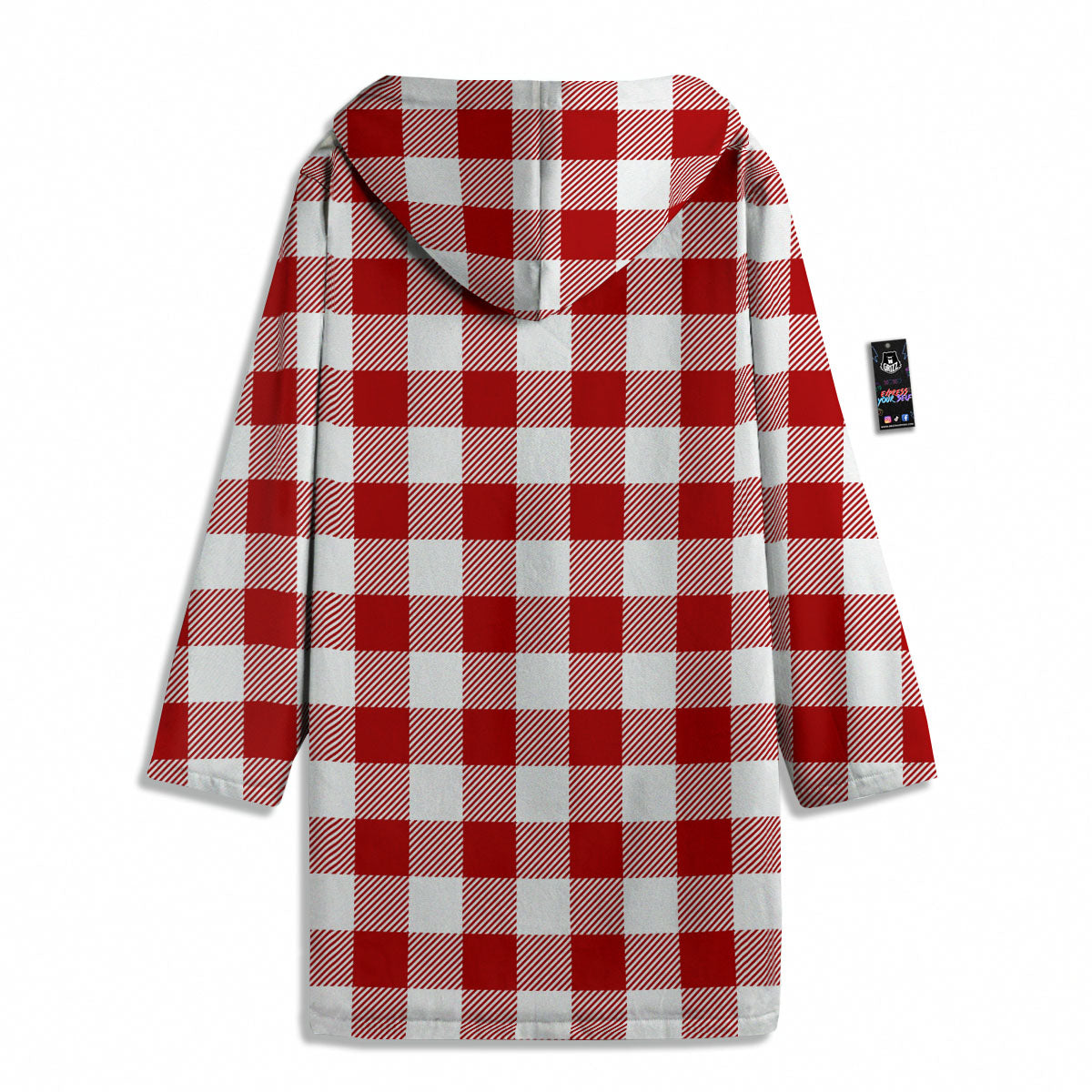 Buffalo Check White And Red Print Men's Windbreaker Jacket-grizzshop
