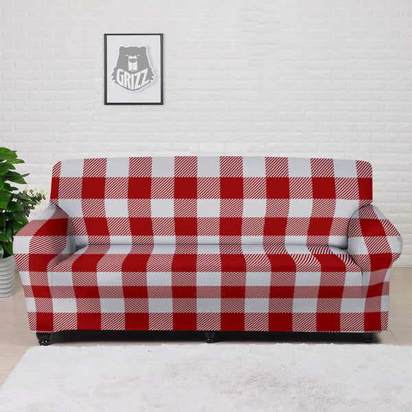 Buffalo Check White And Red Print Sofa Cover Grizzshopping