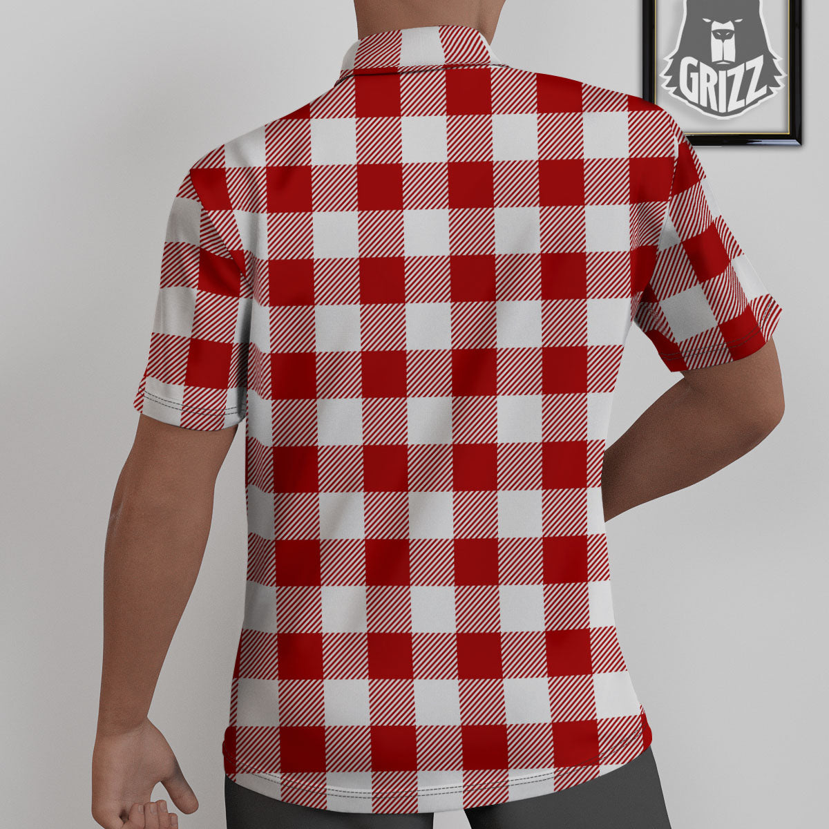 Buffalo Check White And Red Print Untucked Shirts-grizzshop