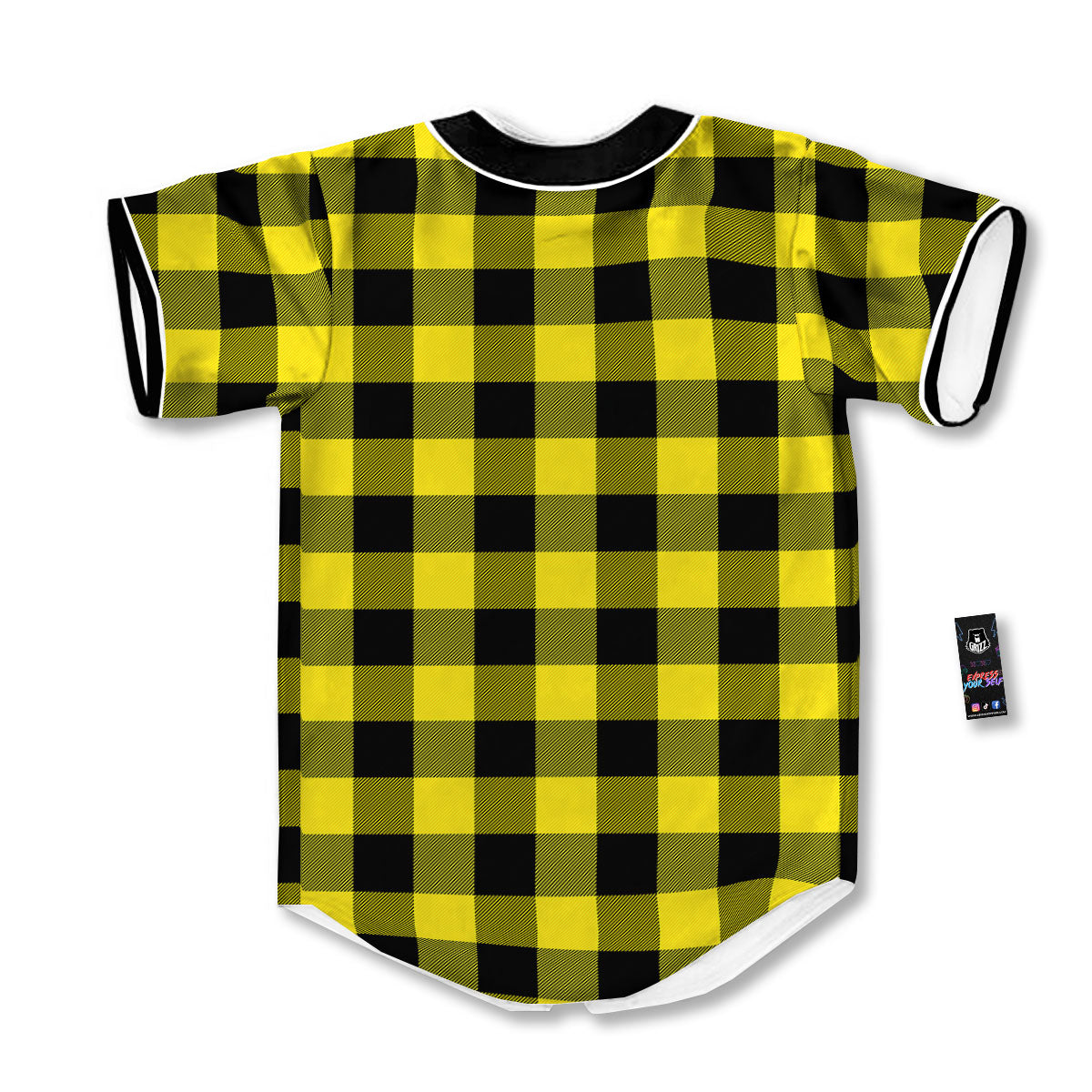 Buffalo Check Yellow And Black Print Pattern Baseball Jersey-grizzshop