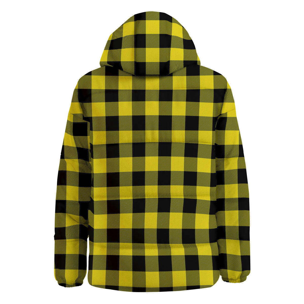 Buffalo Check Yellow And Black Print Pattern Down Jacket-grizzshop