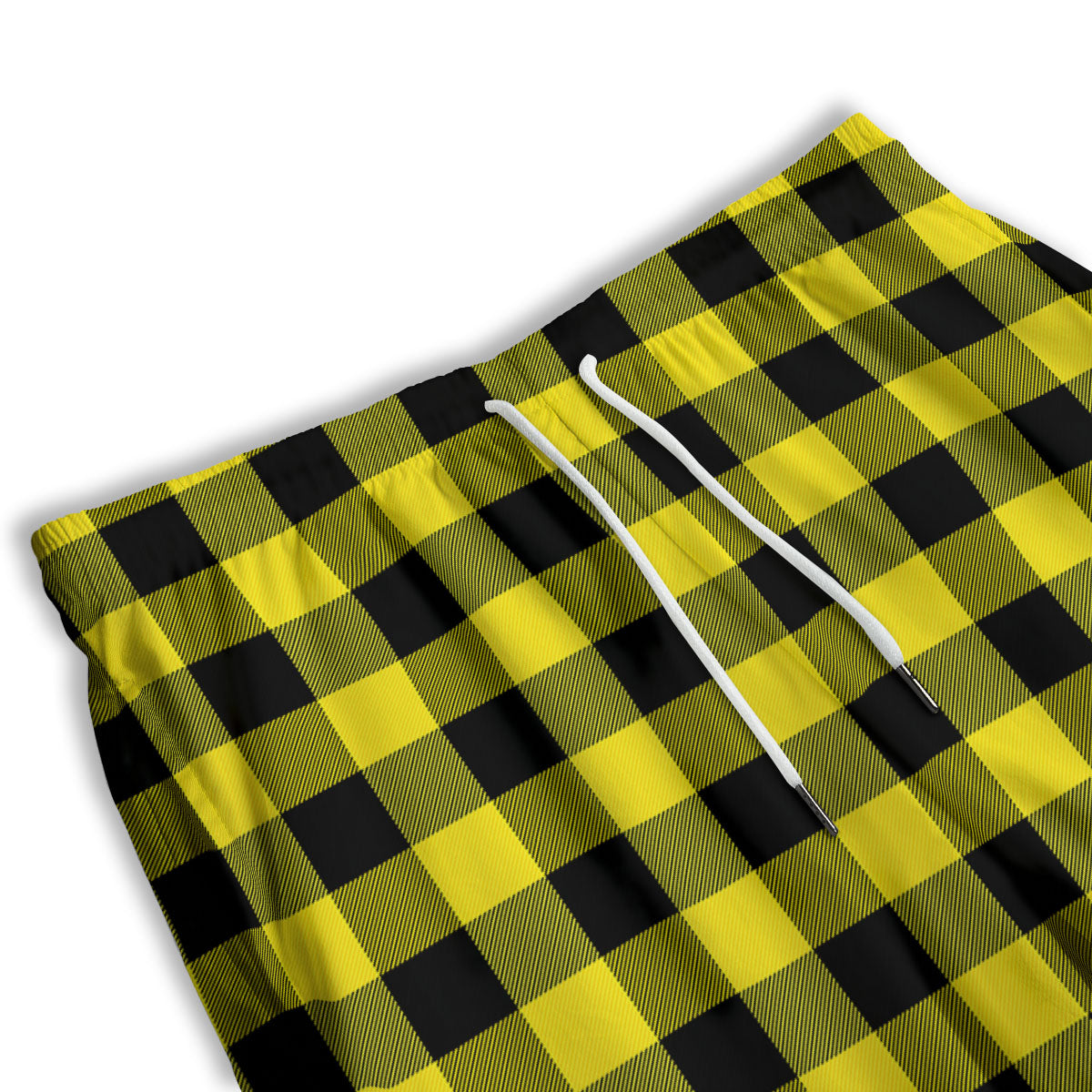 Buffalo Check Yellow And Black Print Pattern Men's Athletic Shorts