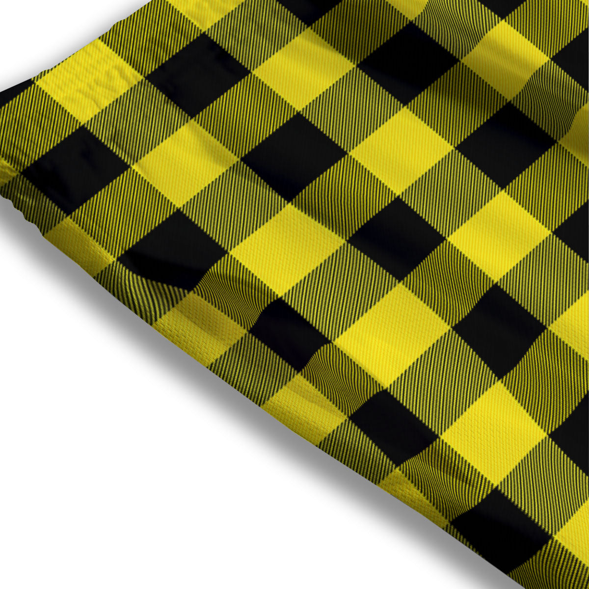 Buffalo Check Yellow And Black Print Pattern Mesh Shorts