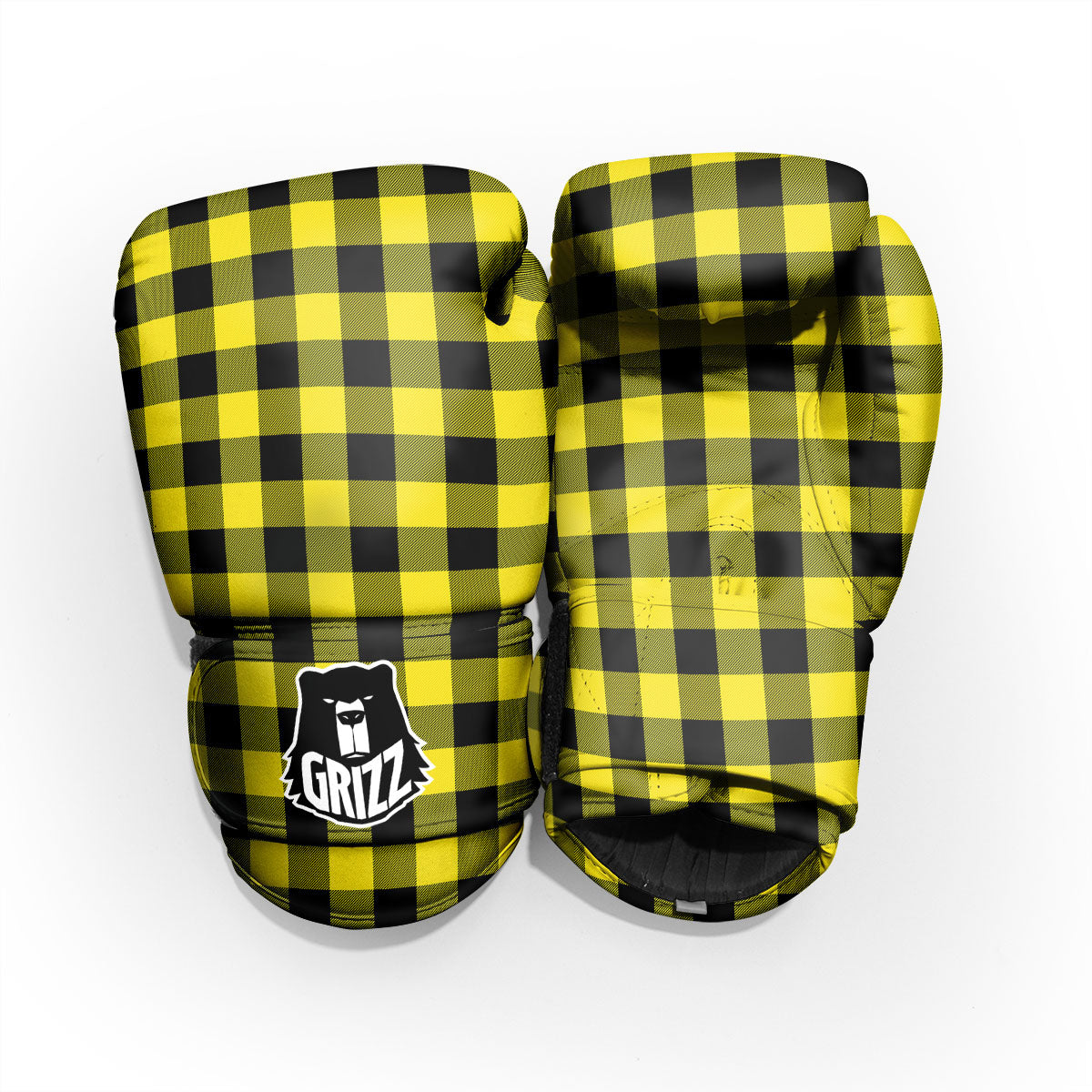 Buffalo Check Yellow And Black Print Pattern Pro Boxing Glove