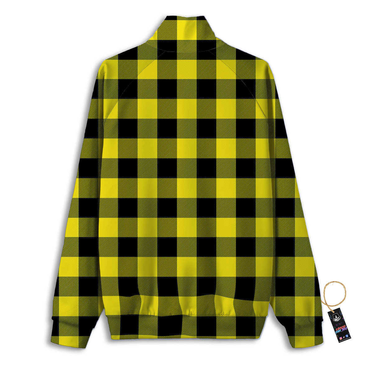 Buffalo Check Yellow And Black Print Pattern Track Jacket-grizzshop