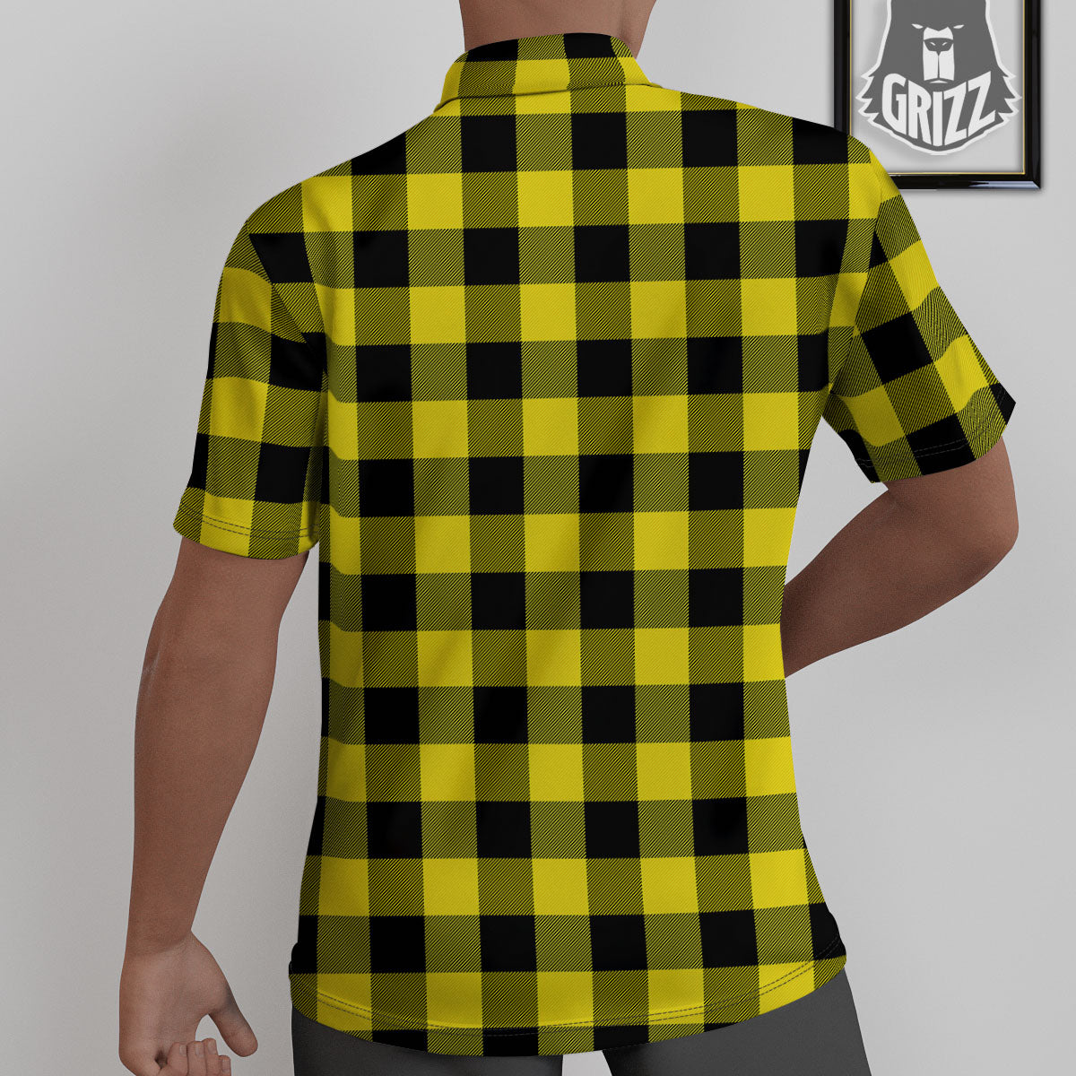 Buffalo Check Yellow And Black Print Pattern Untucked Shirts-grizzshop