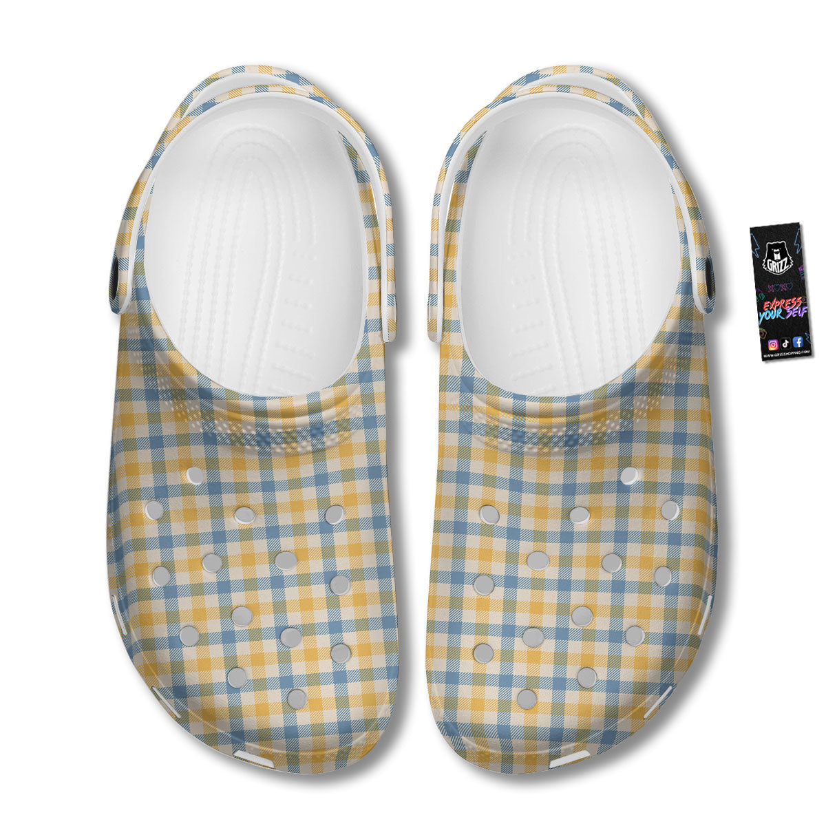 Buffalo Check Yellow And Blue Print Clog-grizzshop