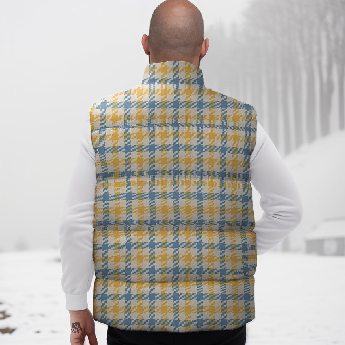 Buffalo Check Yellow And Blue Print Down Vest