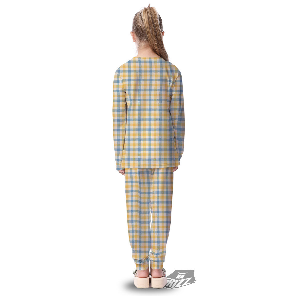 Buffalo Check Yellow And Blue Print Kid's Pajamas-grizzshop