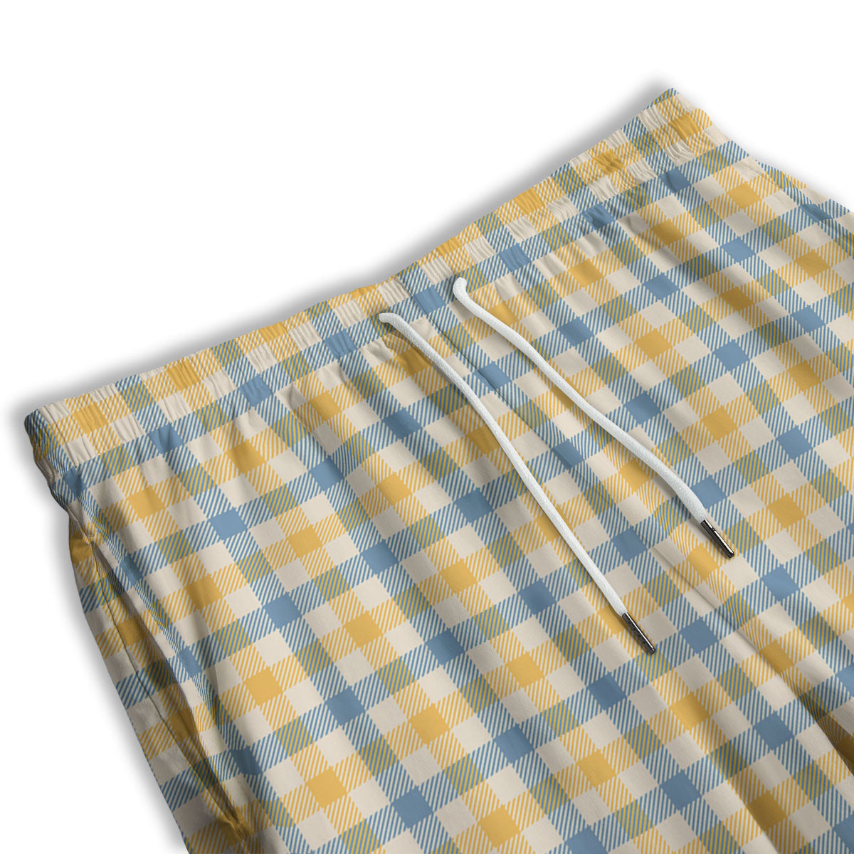 Buffalo Check Yellow And Blue Print Men's Athletic Shorts