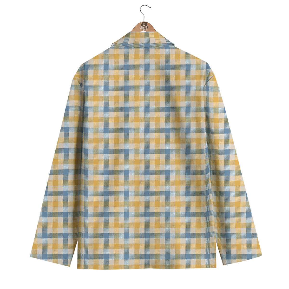 Buffalo Check Yellow And Blue Print Men's Blazer-grizzshop