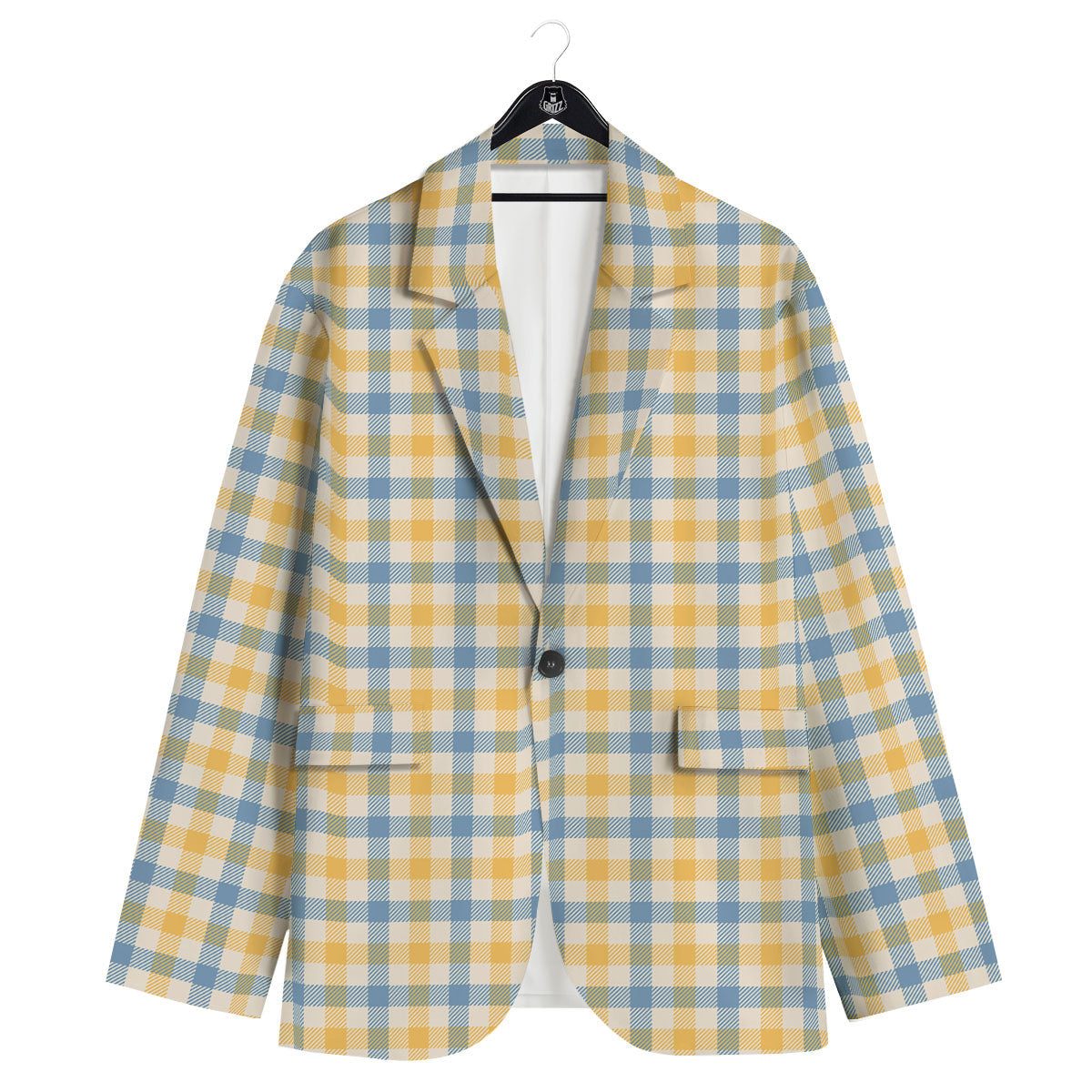 Buffalo Check Yellow And Blue Print Men's Sport Coat-grizzshop