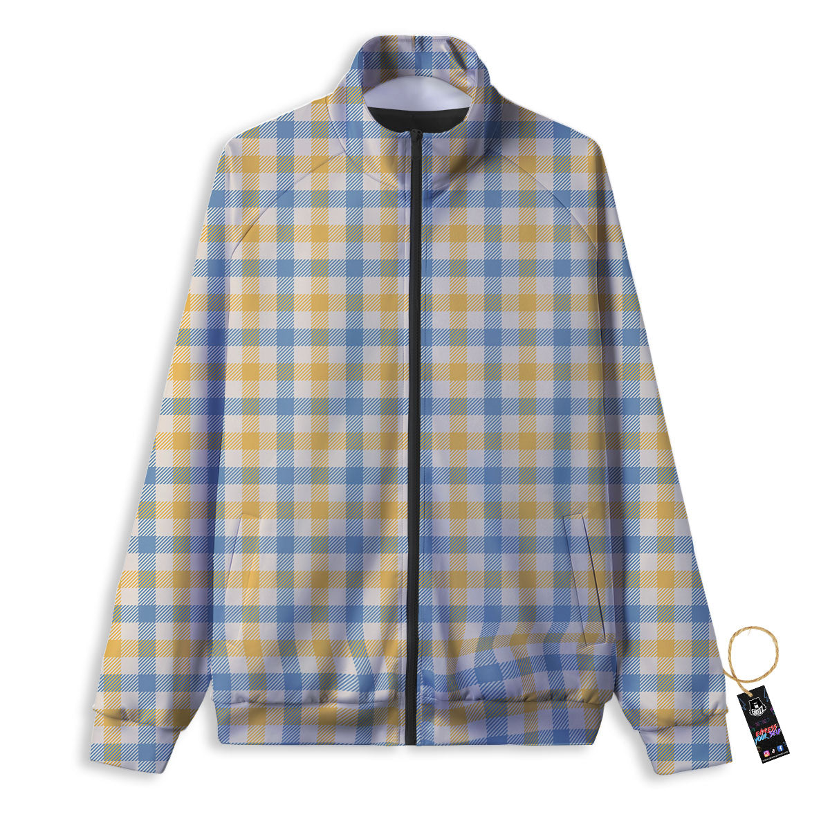 Buffalo Check Yellow And Blue Print Track Jacket-grizzshop
