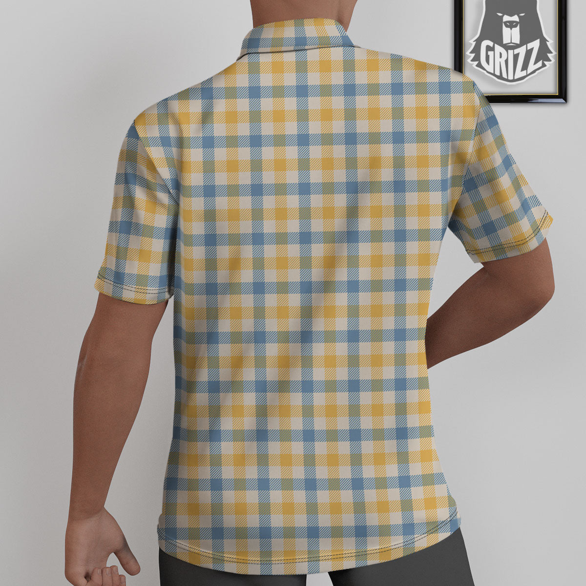 Buffalo Check Yellow And Blue Print Untucked Shirts-grizzshop