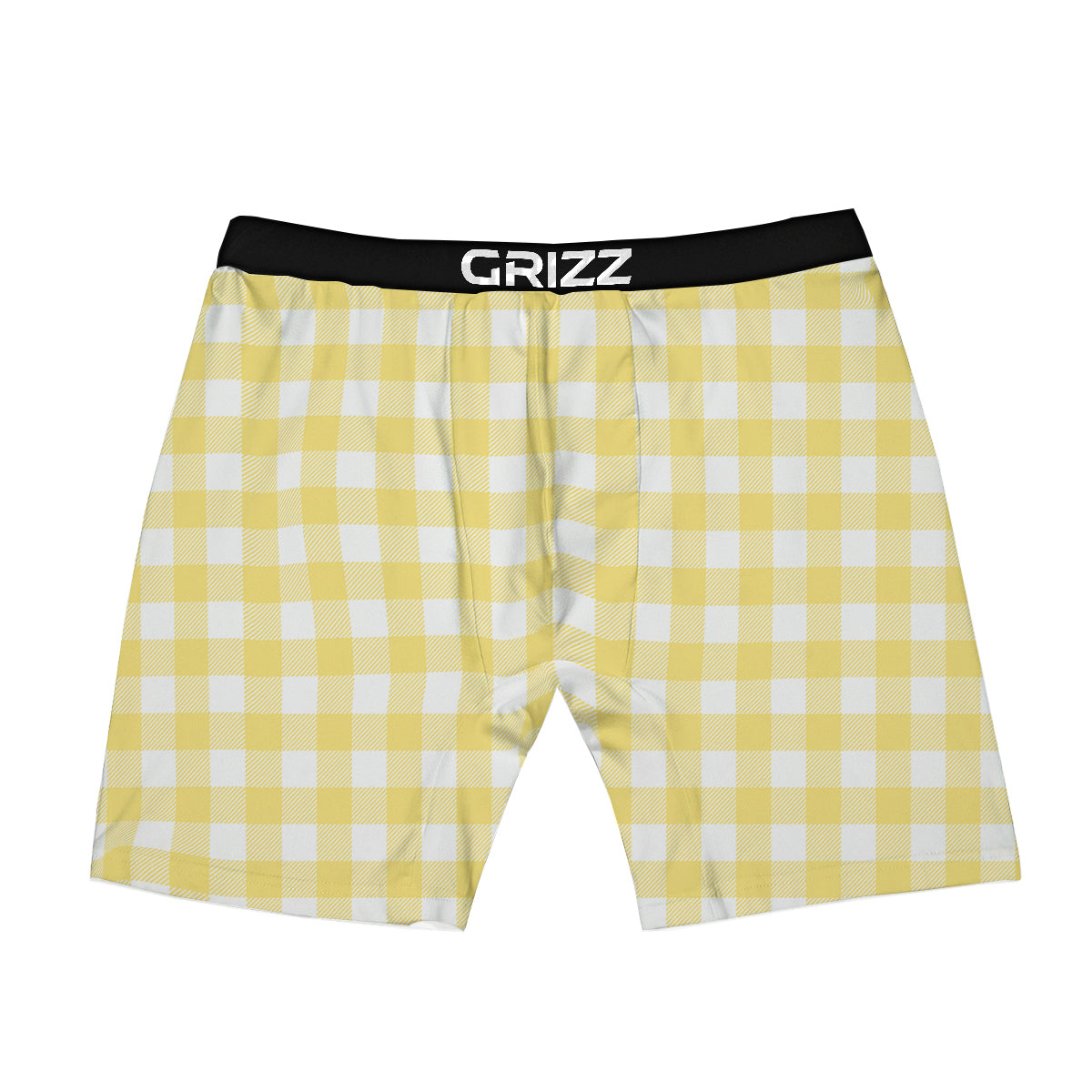 Buffalo Check Yellow And White Print Boxer Briefs-grizzshop