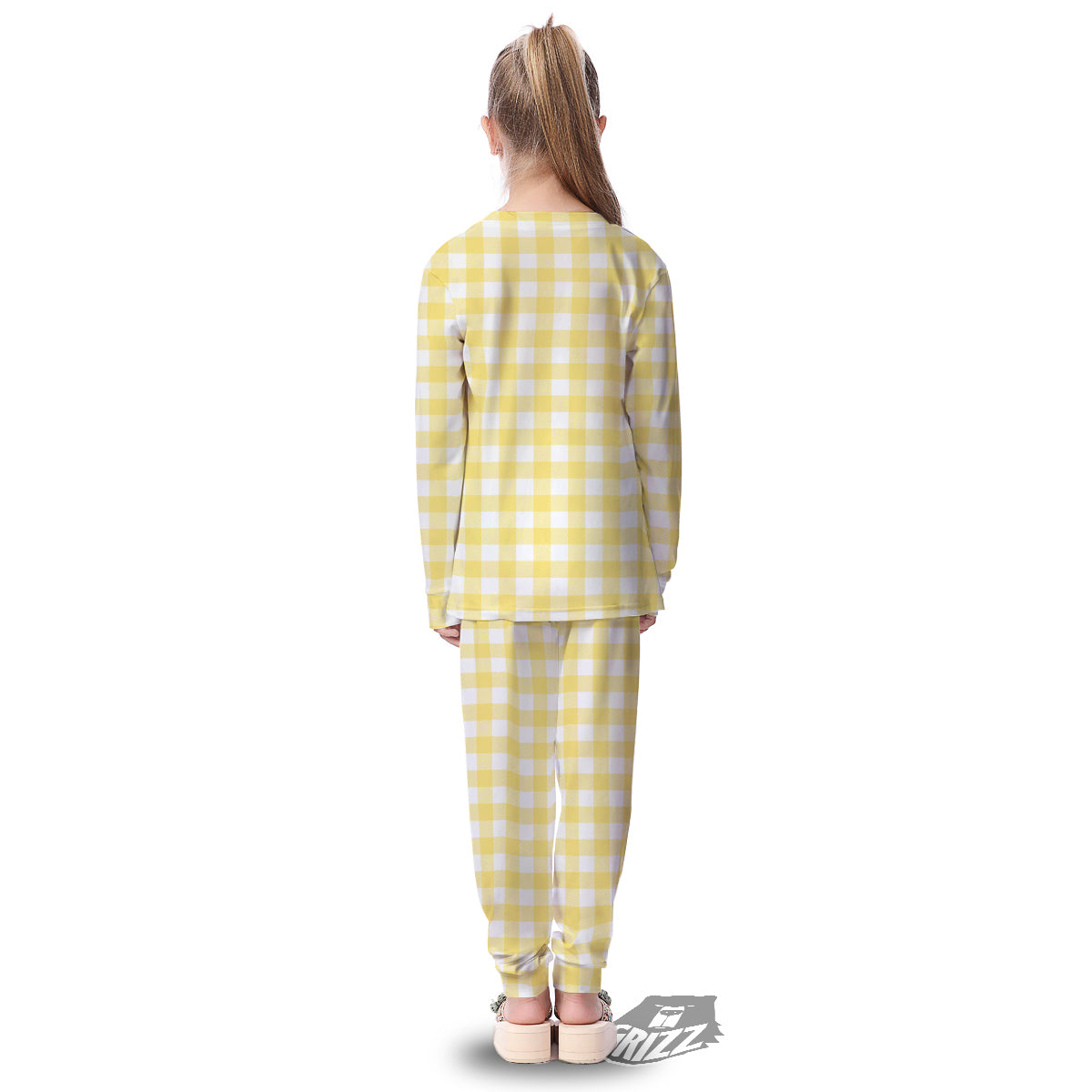 Buffalo Check Yellow And White Print Kid's Pajamas-grizzshop