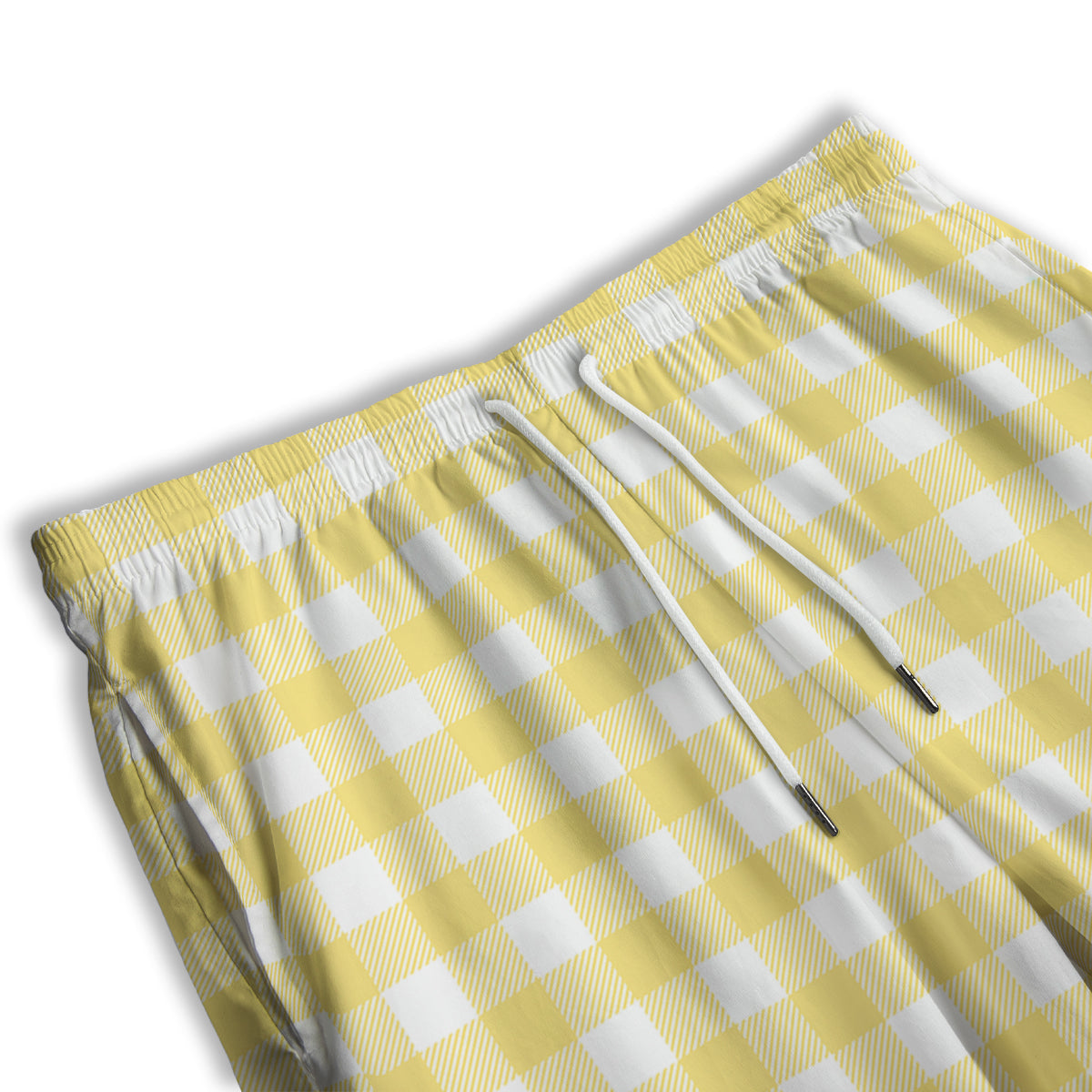 Buffalo Check Yellow And White Print Men's Athletic Shorts