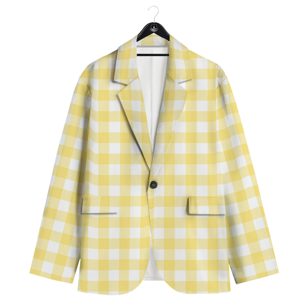 Buffalo Check Yellow And White Print Men's Sport Coat-grizzshop