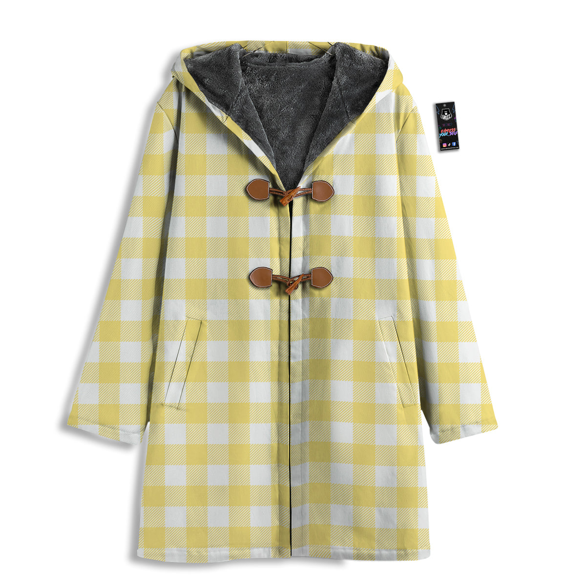Buffalo Check Yellow And White Print Men's Windbreaker Jacket-grizzshop