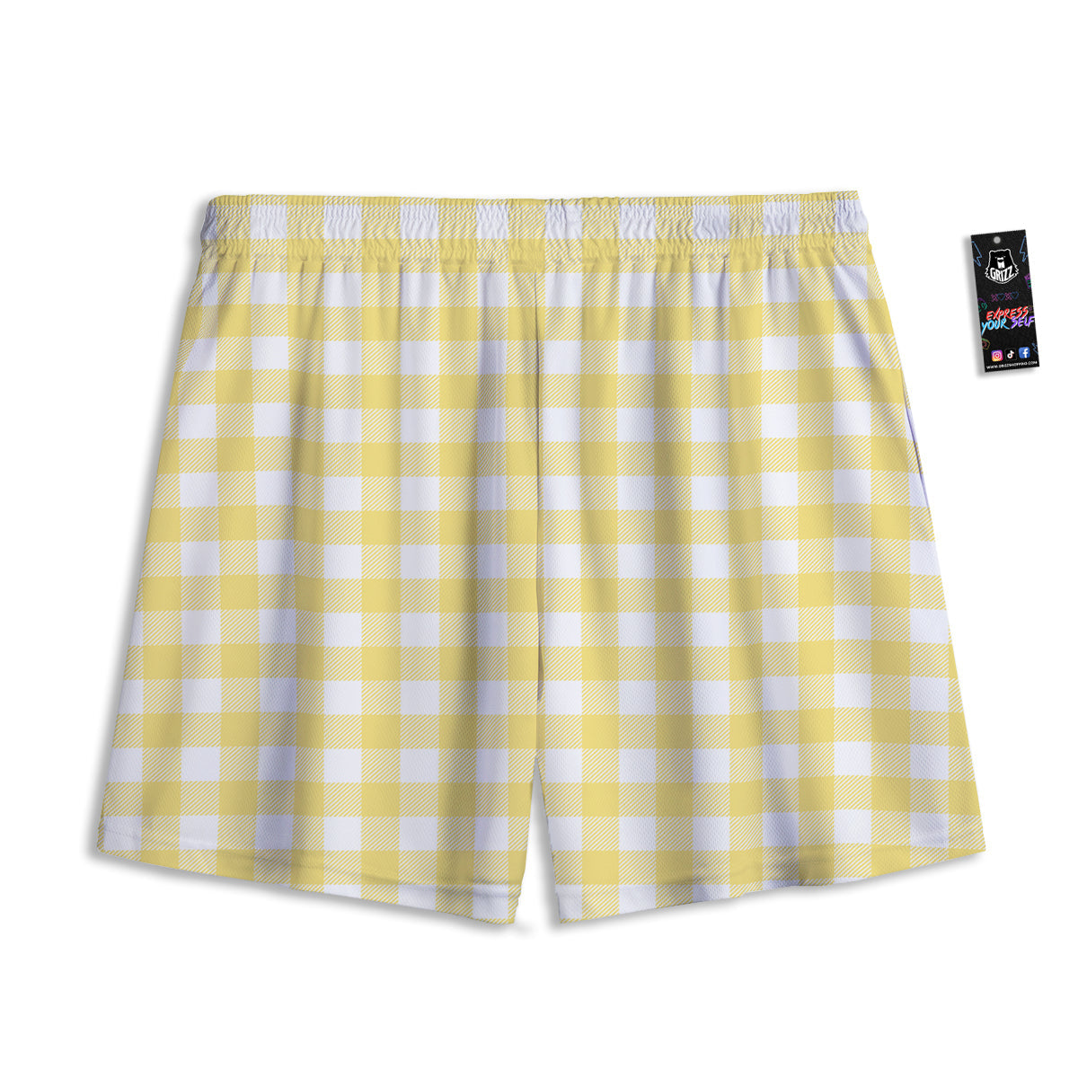Buffalo Check Yellow And White Print Mesh Shorts