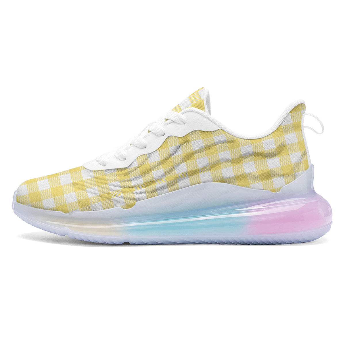 Buffalo Check Yellow And White Print Running Sneakers-grizzshop