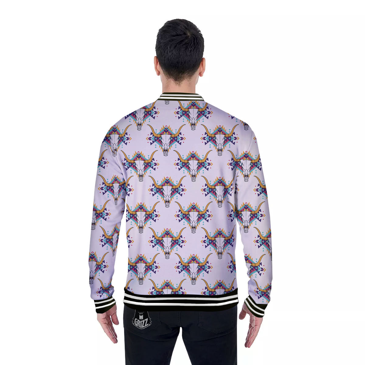 Buffalo Native Print Pattern Baseball Jacket-grizzshop