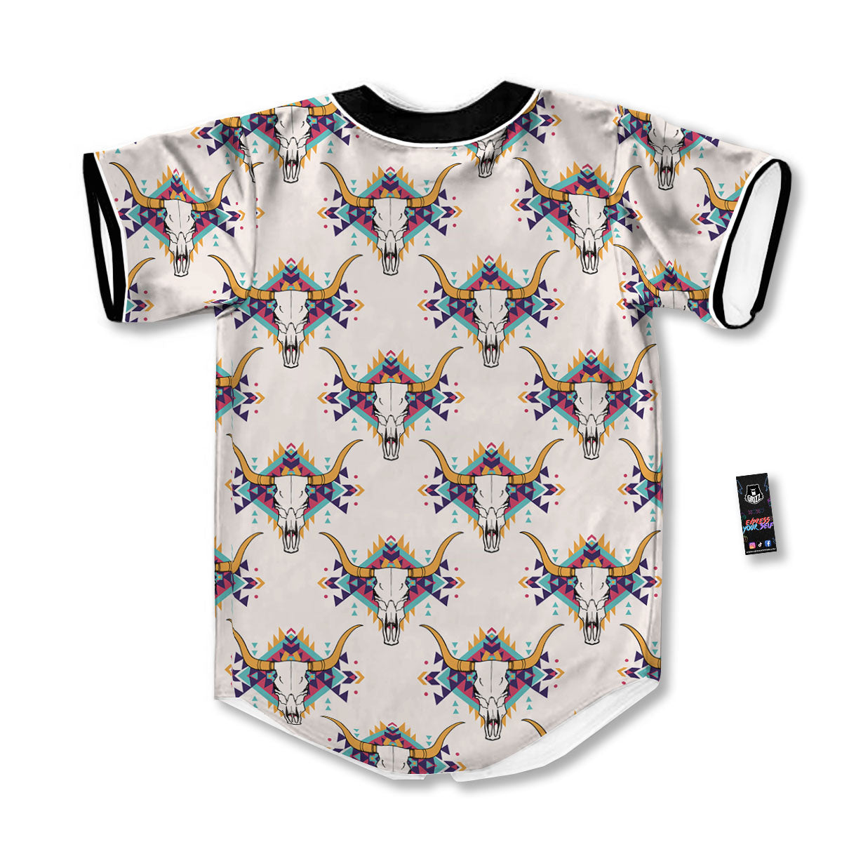 Buffalo Native Print Pattern Baseball Jersey-grizzshop