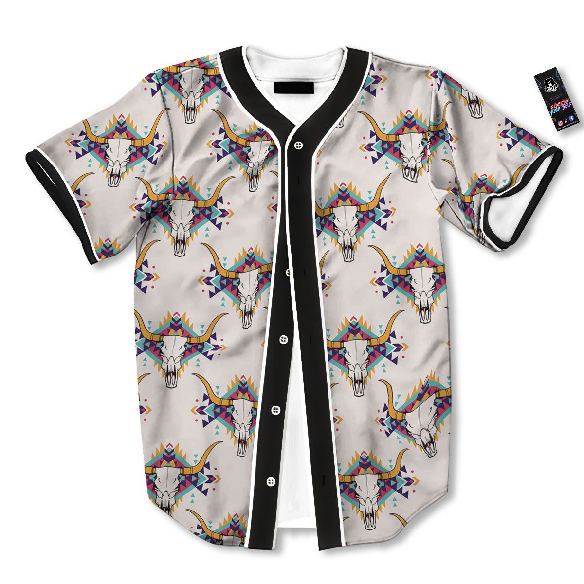 Buffalo Native Print Pattern Baseball Jersey-grizzshop
