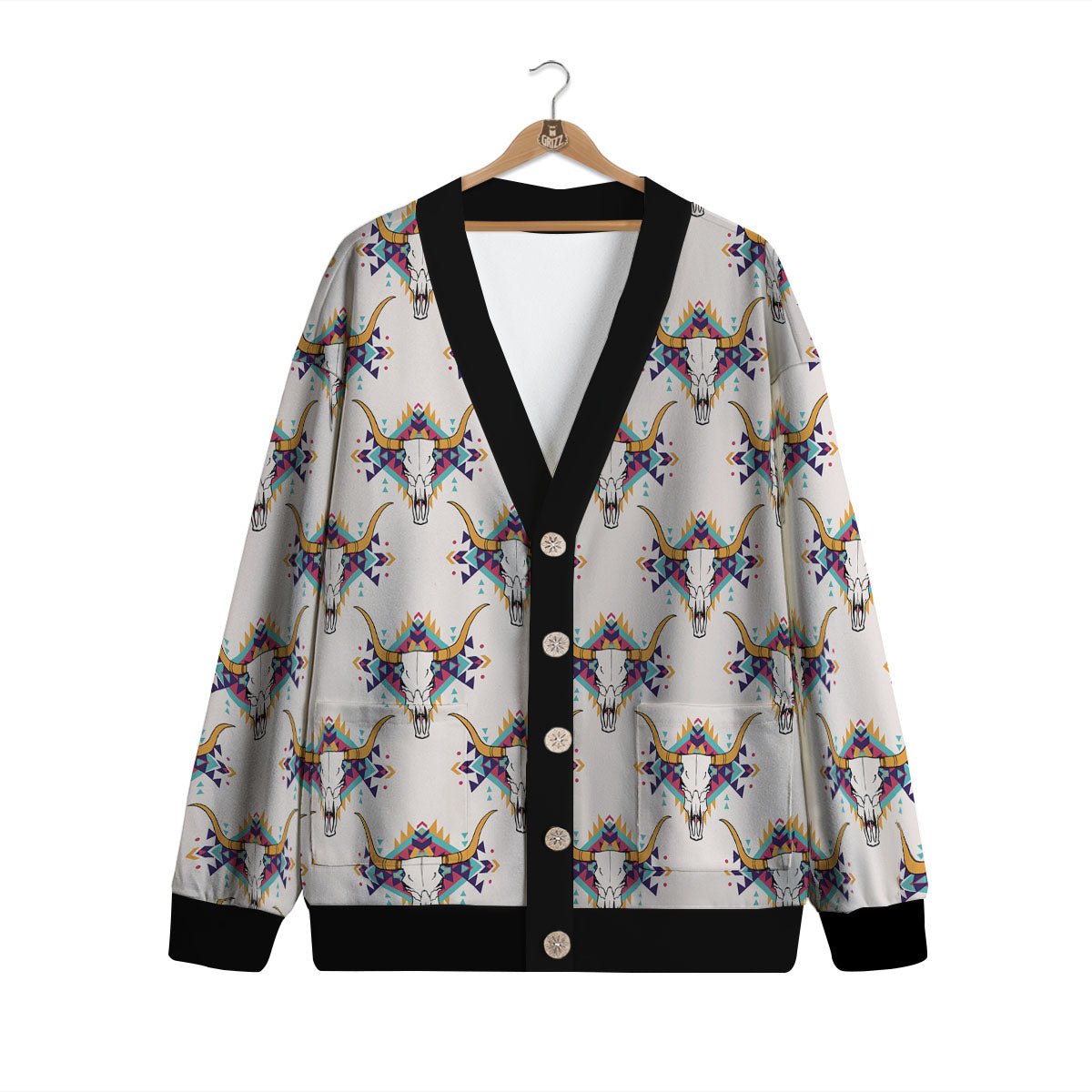 Buffalo Native Print Pattern Cardigan-grizzshop