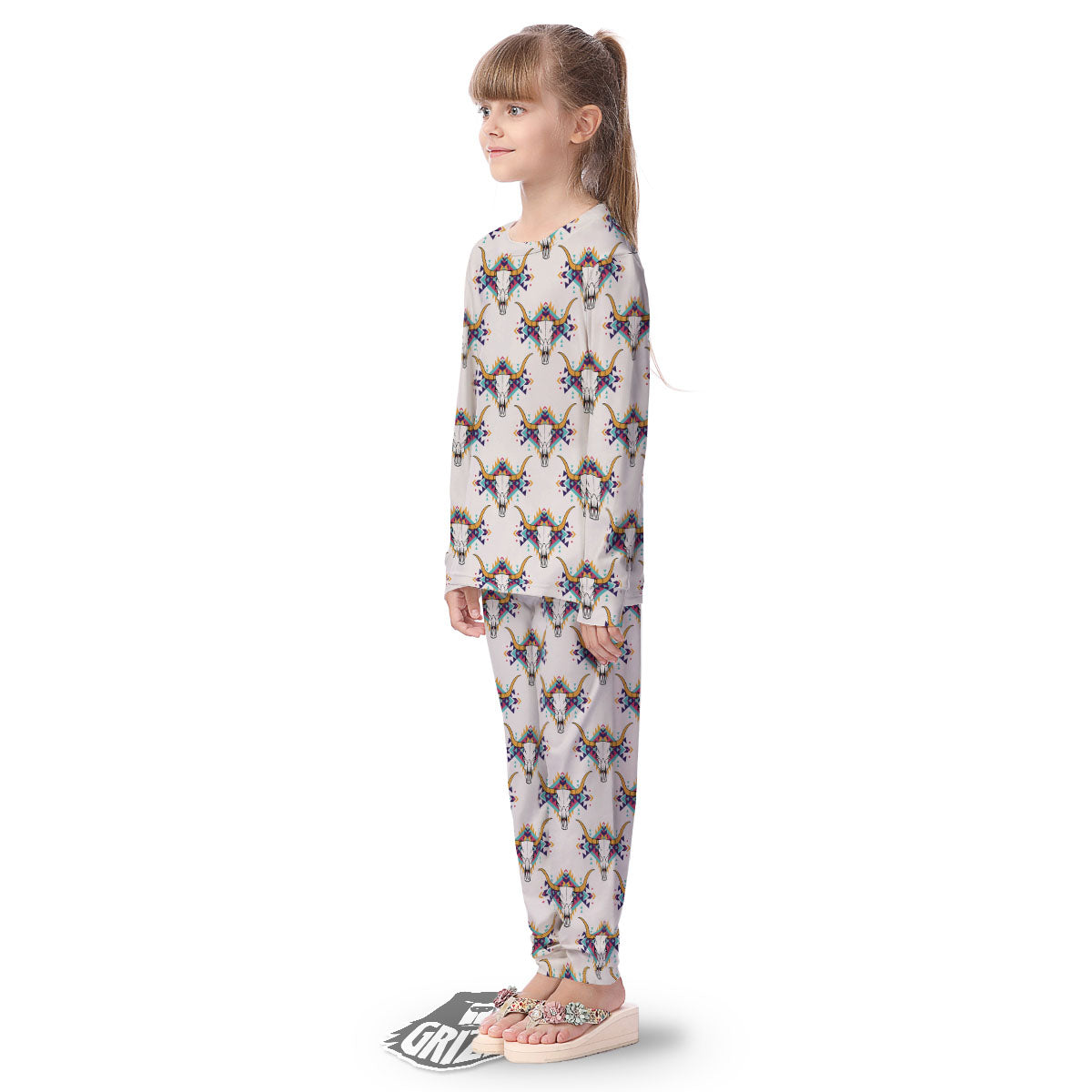 Buffalo Native Print Pattern Kid's Pajamas-grizzshop