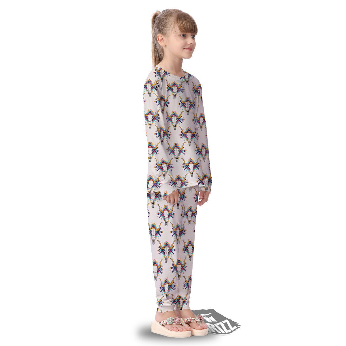 Buffalo Native Print Pattern Kid's Pajamas-grizzshop