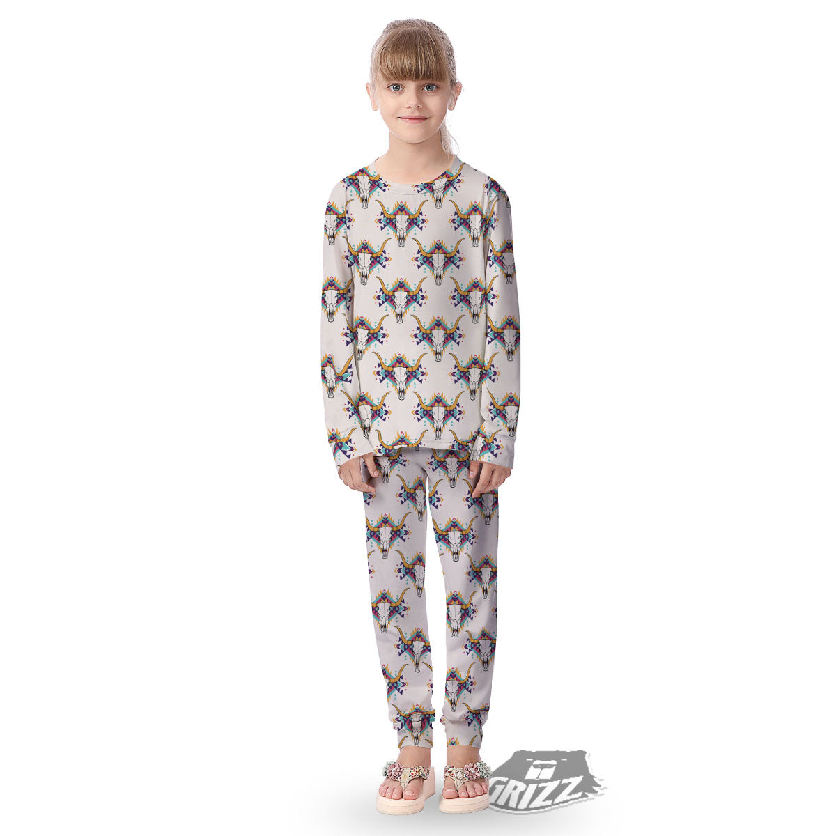 Buffalo Native Print Pattern Kid's Pajamas-grizzshop