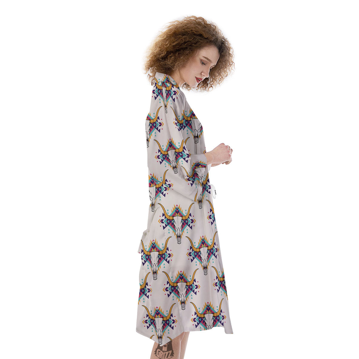 Buffalo Native Print Pattern Kimono-grizzshop