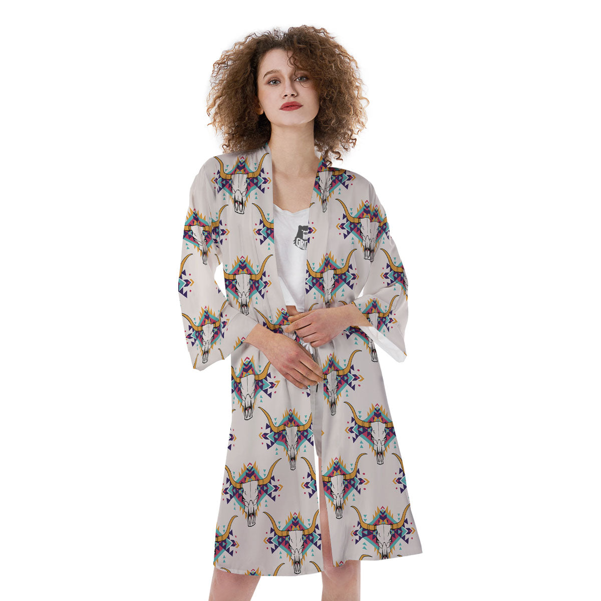 Buffalo Native Print Pattern Kimono-grizzshop