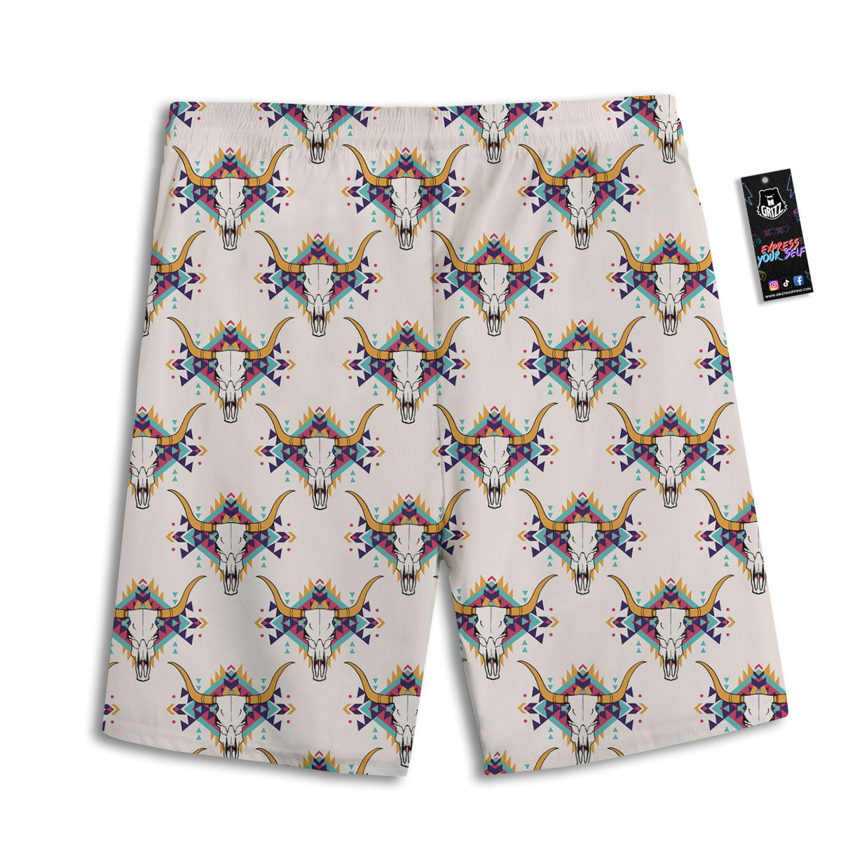 Buffalo Native Print Pattern Men's Athletic Shorts-grizzshop