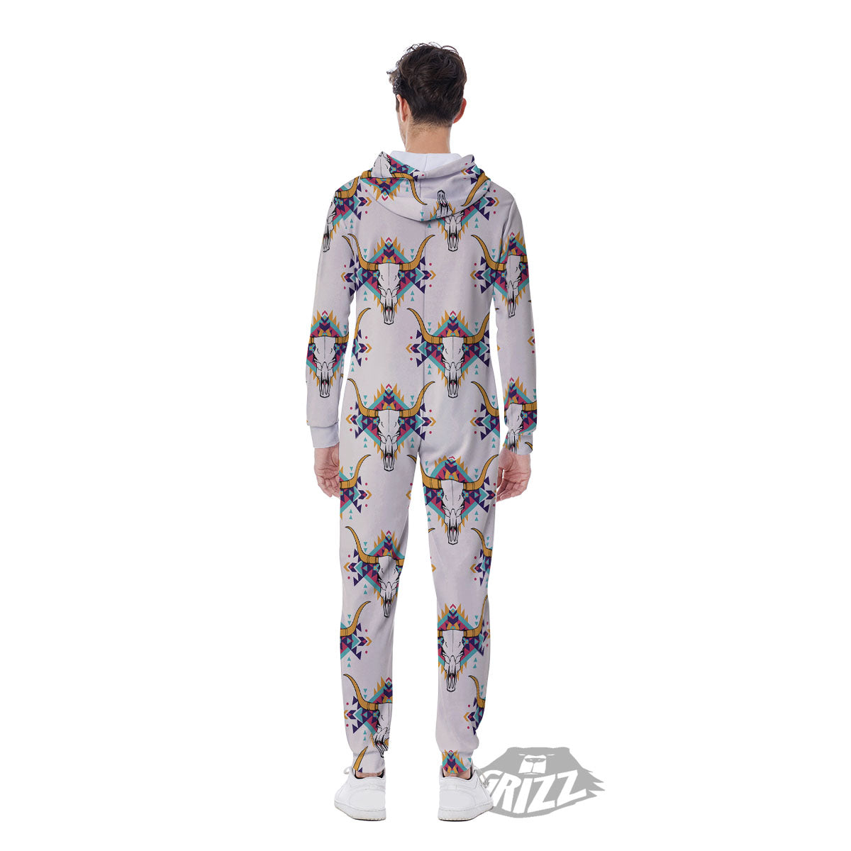 Buffalo Native Print Pattern Men's Jumpsuit-grizzshop