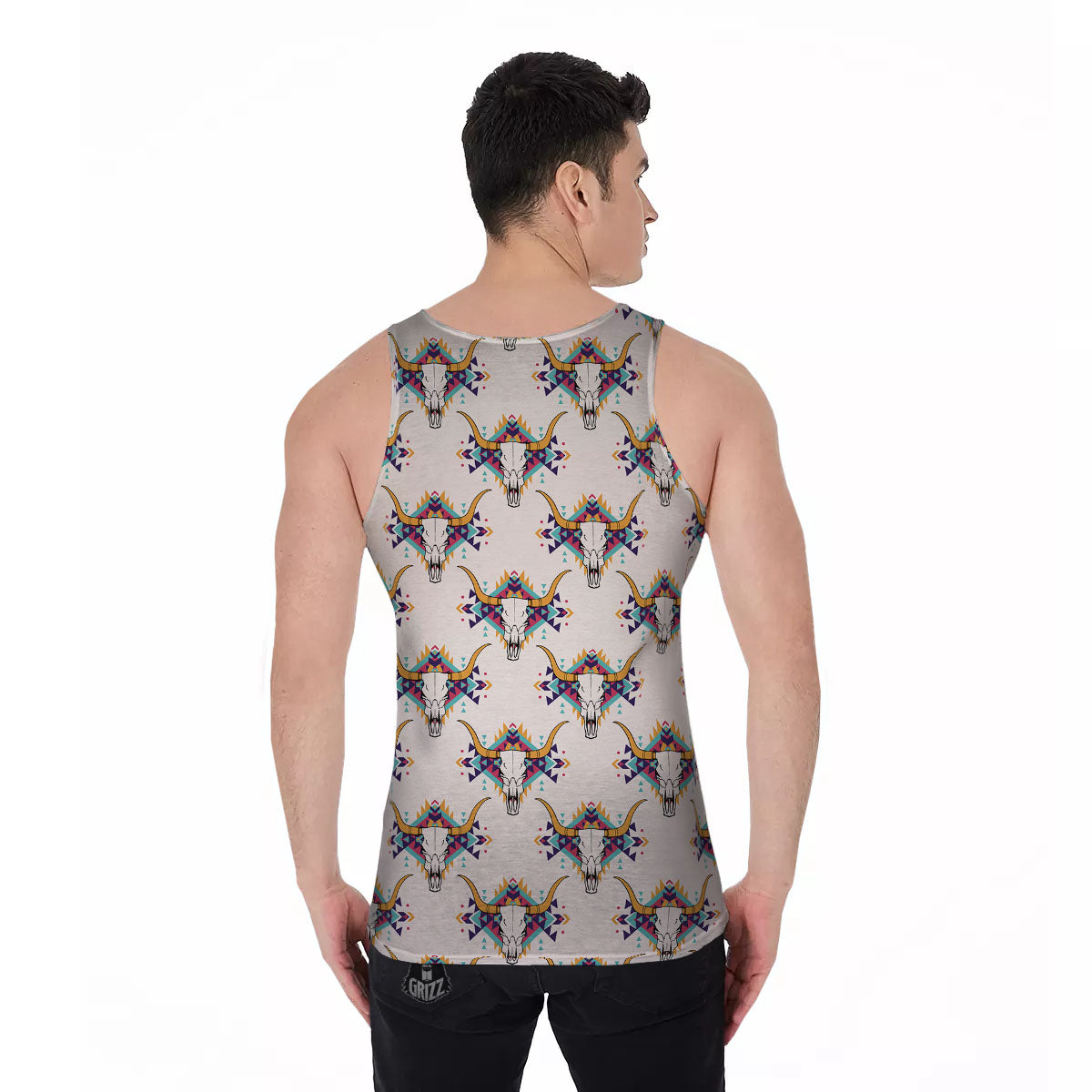 Buffalo Native Print Pattern Men's Tank Top-grizzshop