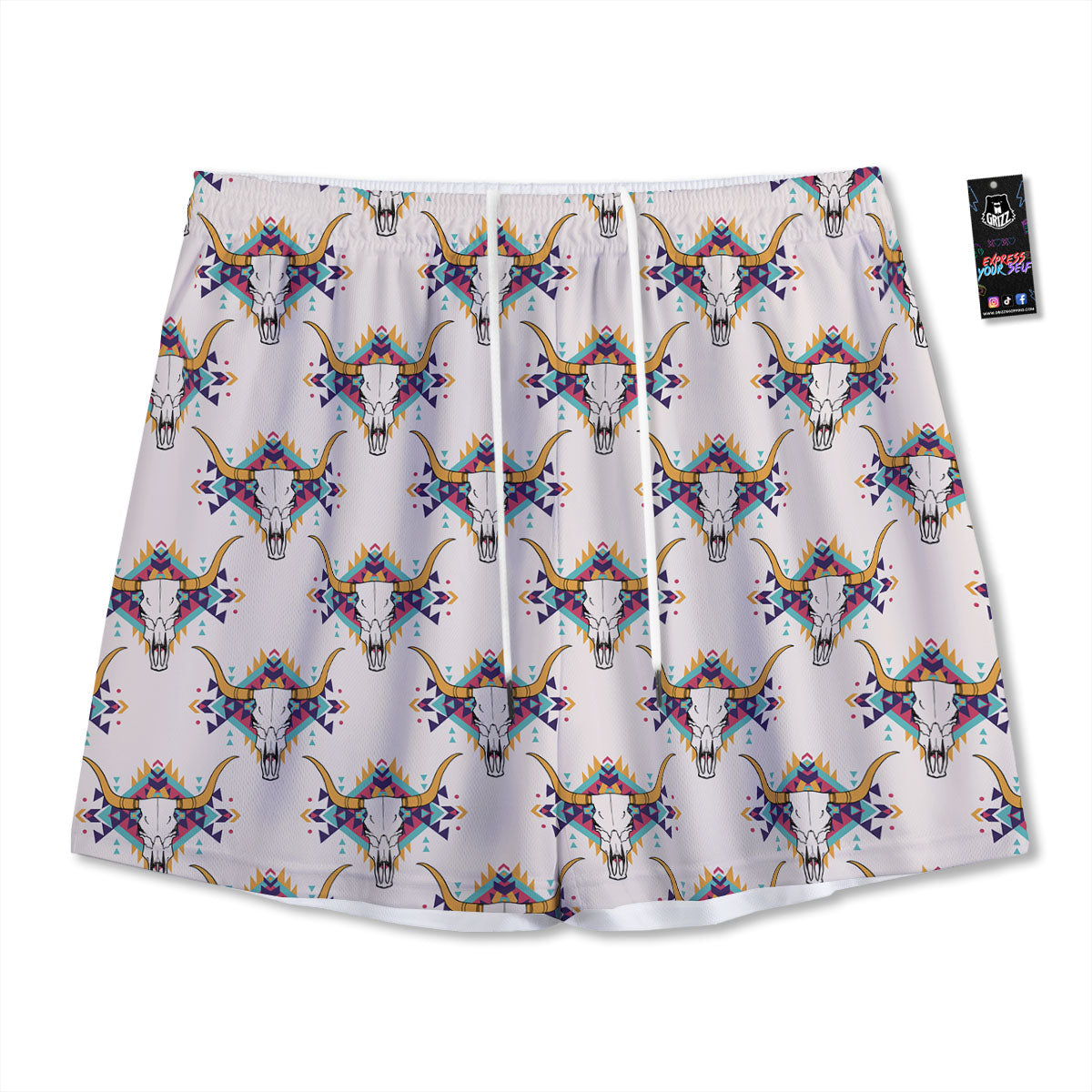 Buffalo Native Print Pattern Mesh Shorts-grizzshop