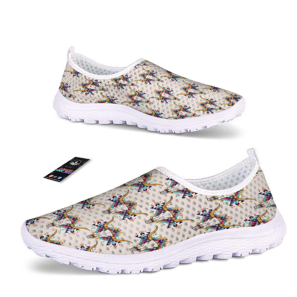 Buffalo Native Print Pattern Nurse Shoes-grizzshop