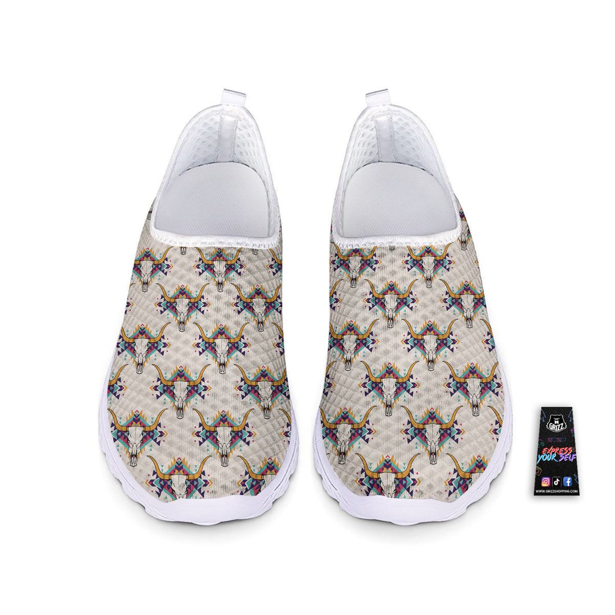 Buffalo Native Print Pattern Nurse Shoes-grizzshop