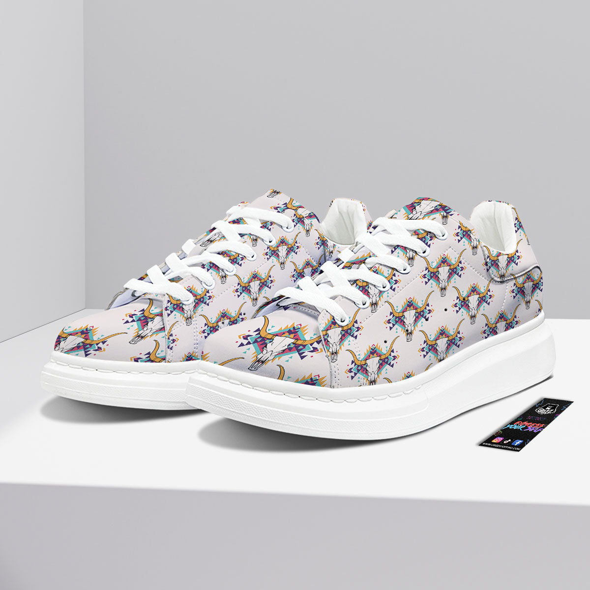 Buffalo Native Print Pattern Platform Shoes-grizzshop