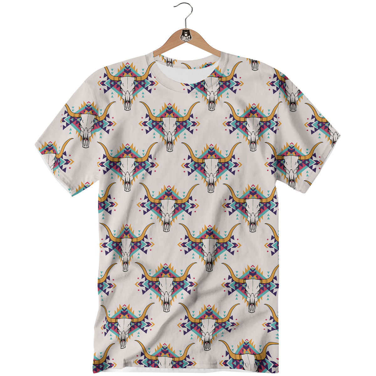 Buffalo Native Print Pattern T-Shirt-grizzshop