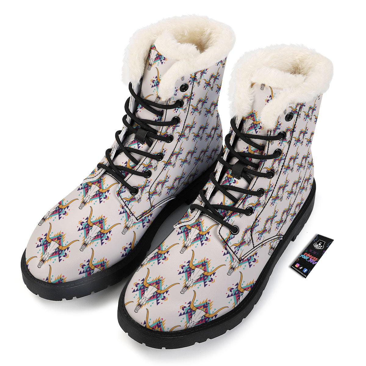 Buffalo Native Print Pattern Winter Boots-grizzshop