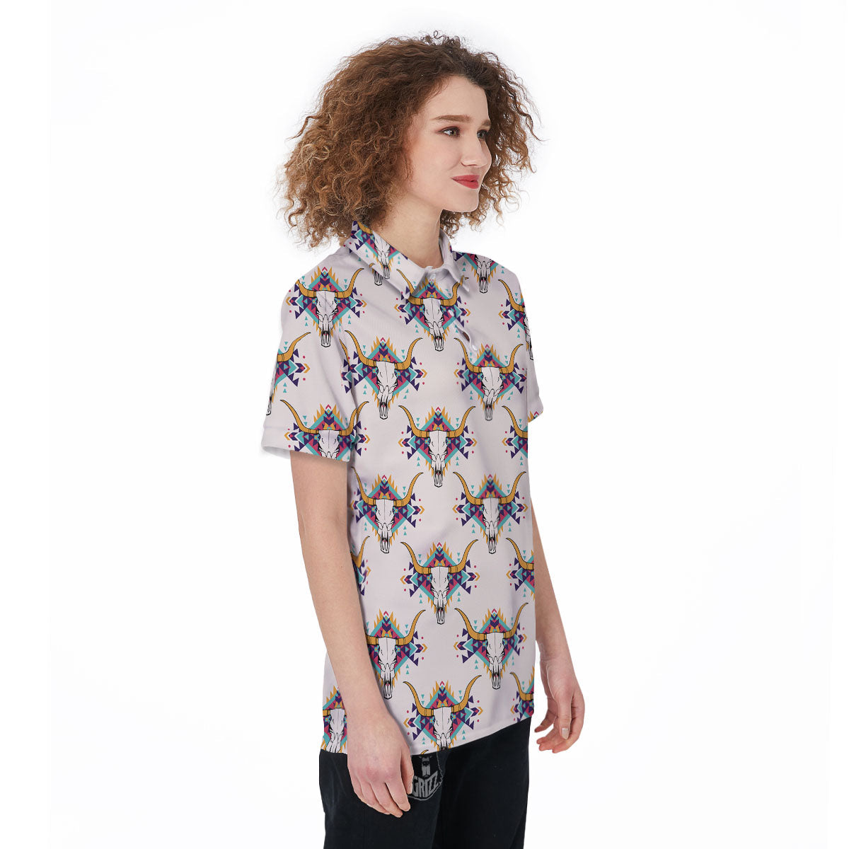 Buffalo Native Print Pattern Women's Golf Shirts-grizzshop